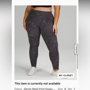 Lululemon Wunder Train High-Rise Tight 28" - Denim Wash Dusky Lavender Black